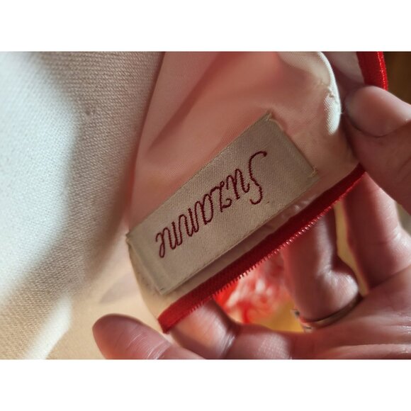 Vintage Suzanne 100% Silk Red & White Heart Dropped Waist Dress Size 4? - Picture 5 of 7